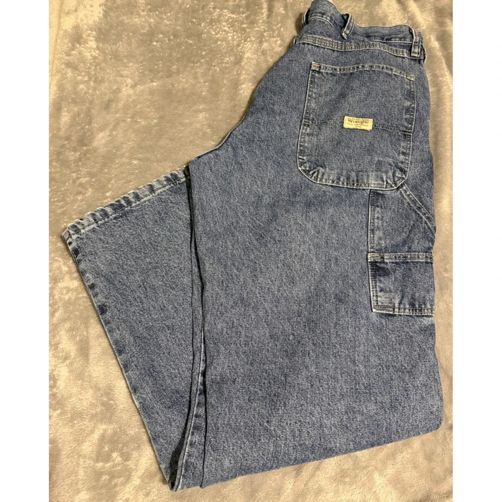Wrangler Authentics Mens Carpenter Jeans Blue Denim 34x30 Loose Fit 94ASEODV